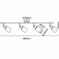 Plafonnier Brilliant Loralie Noir, 4 lumières