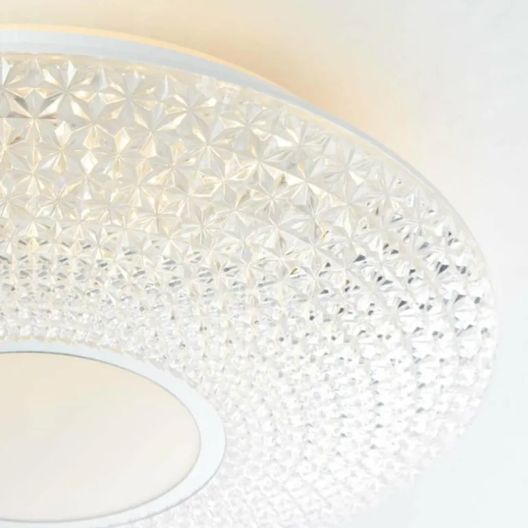 Plafonnier Brilliant Lucian LED Blanc, 1 lumière, Télécommandes, Changeur de couleurs