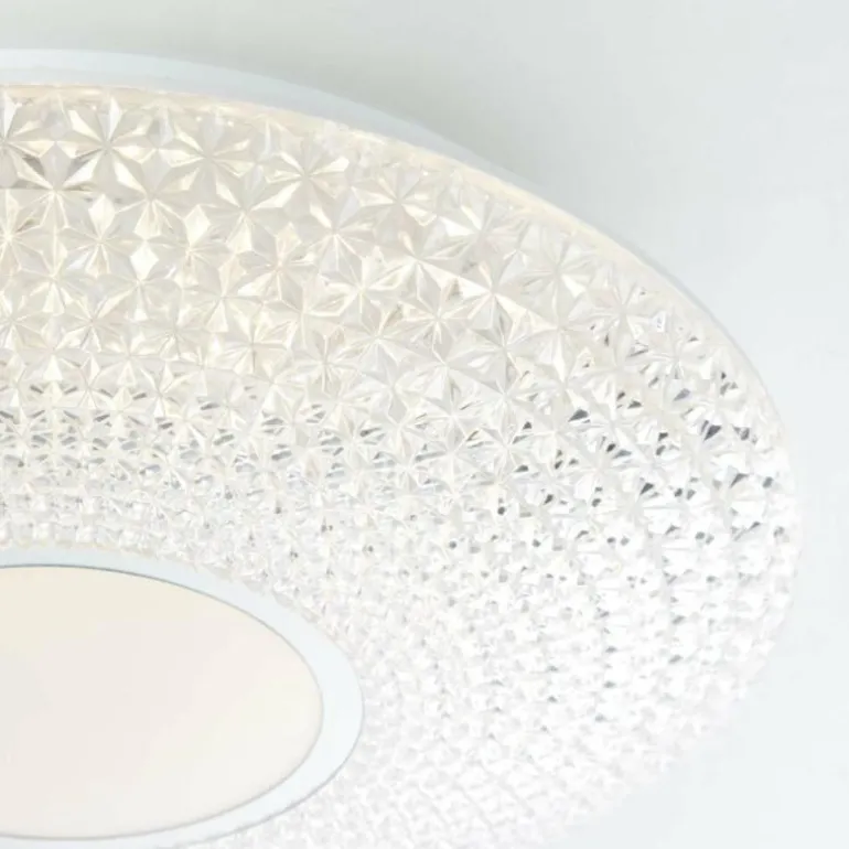 Plafonnier Brilliant Lucian LED Blanc, 1 lumière, Télécommandes, Changeur de couleurs