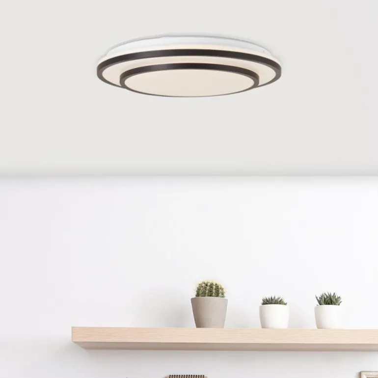 Plafonnier Brilliant Luciano LED Noir, Blanc, 1 lumière, Télécommandes