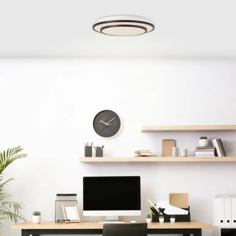 Plafonnier Brilliant Luciano LED Noir, Blanc, 1 lumière, Télécommandes