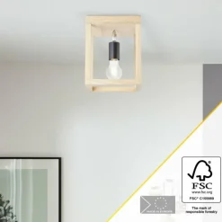 Plafonnier Brilliant Nerea Bois clair, Noir, 1 lumière