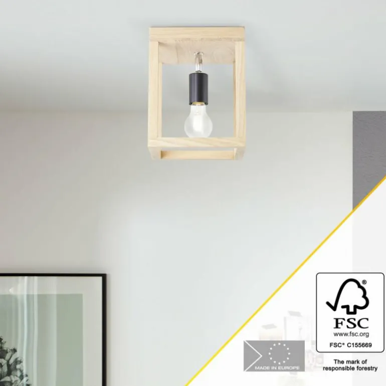 Plafonnier Brilliant Nerea Bois clair, Noir, 1 lumière