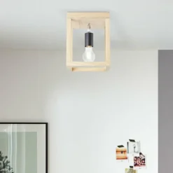 Plafonnier Brilliant Nerea Bois clair, Noir, 1 lumière