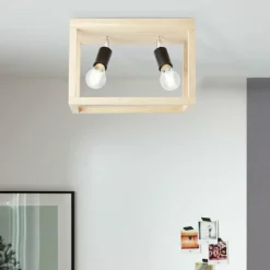 Plafonnier Brilliant Nerea Bois clair, Noir, 2 lumières