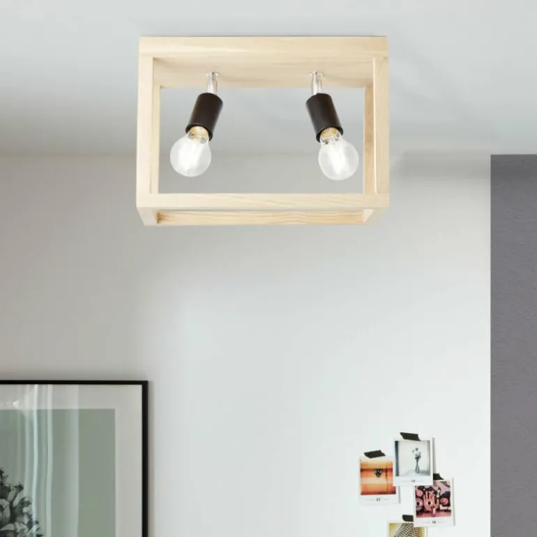 Plafonnier Brilliant Nerea Bois clair, Noir, 2 lumières