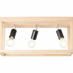 Plafonnier Brilliant Nerea Bois clair, Noir, 3 lumières