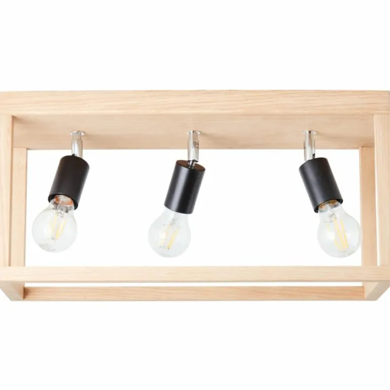 Plafonnier Brilliant Nerea Bois clair, Noir, 3 lumières