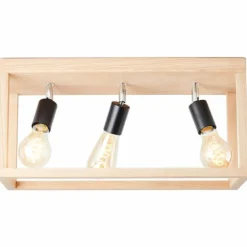 Plafonnier Brilliant Nerea Bois clair, Noir, 3 lumières