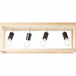 Plafonnier Brilliant Nerea Bois clair, Noir, 4 lumières