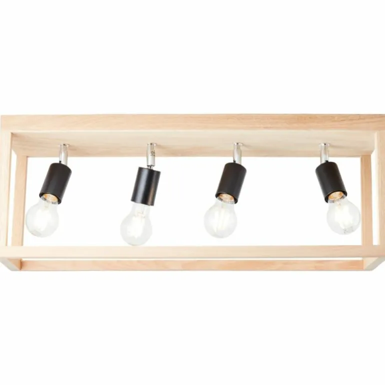 Plafonnier Brilliant Nerea Bois clair, Noir, 4 lumières