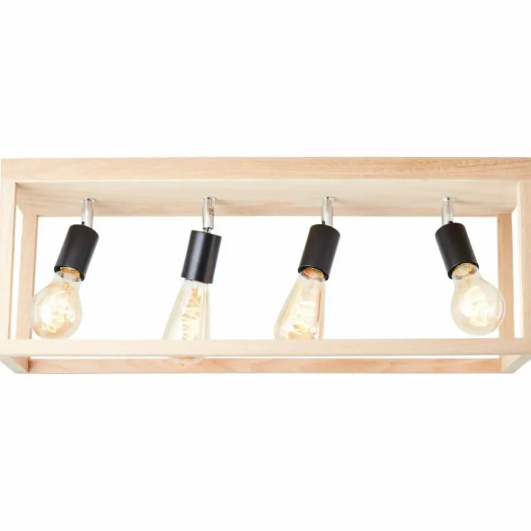 Plafonnier Brilliant Nerea Bois clair, Noir, 4 lumières