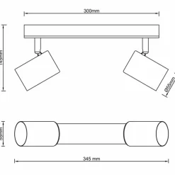 Plafonnier Brilliant Niels Brun, Noir, 2 lumières