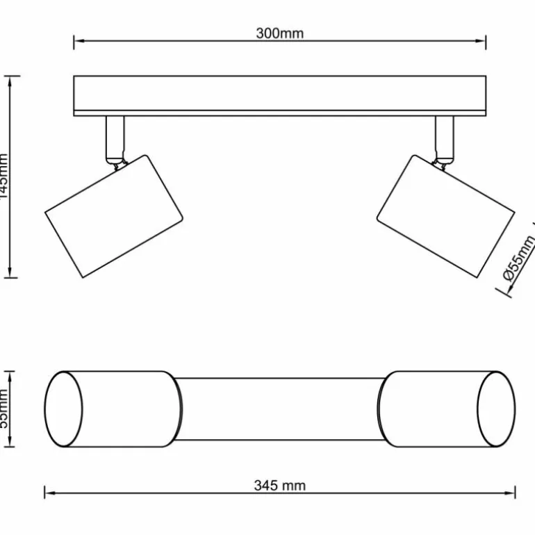 Plafonnier Brilliant Niels Brun, Noir, 2 lumières
