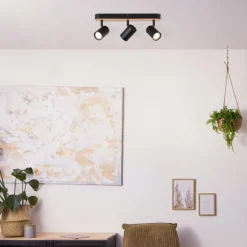 Plafonnier Brilliant Niels Écru, Noir, 3 lumières