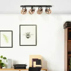 Plafonnier Brilliant Nikka Noir, 4 lumières