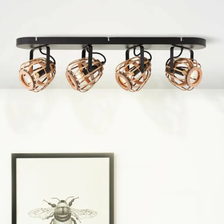 Plafonnier Brilliant Nikka Noir, 4 lumières