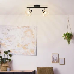 Plafonnier Brilliant Norah Noir, 2 lumières