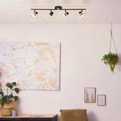 Plafonnier Brilliant Norah Noir, 4 lumières