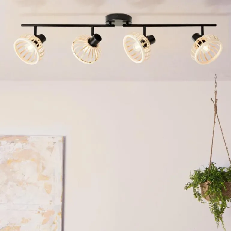 Plafonnier Brilliant Norah Noir, 4 lumières