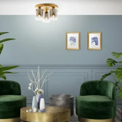 Plafonnier Brilliant Osaki Or, 3 lumières