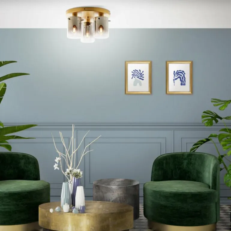 Plafonnier Brilliant Osaki Or, 3 lumières