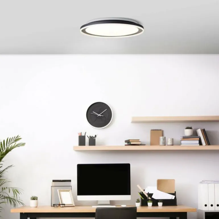 Plafonnier Brilliant Pederson LED Noir, Blanc, 1 lumière, Télécommandes