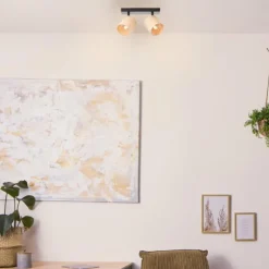 Plafonnier Brilliant Raffy Noir, 2 lumières