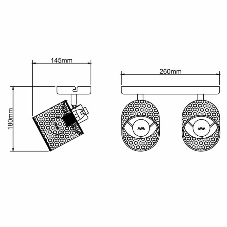 Plafonnier Brilliant Raffy Noir, 2 lumières