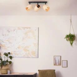 Plafonnier Brilliant Raffy Noir, 3 lumières