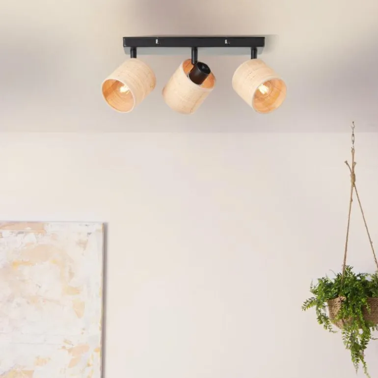 Plafonnier Brilliant Raffy Noir, 3 lumières