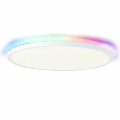 Plafonnier Brilliant Saltery LED Blanc, 1 lumière, Télécommandes, Changeur de couleurs