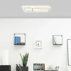 Plafonnier Brilliant Savare LED Gris, Blanc, 1 lumière, Télécommandes