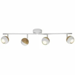 Plafonnier Brilliant Scan LED Bois clair, Blanc, 4 lumières