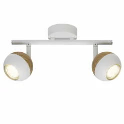 Plafonnier Brilliant Scan LED Bois clair, Blanc, 2 lumières