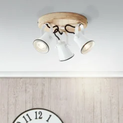 Plafonnier Brilliant Seed Bois clair, Blanc, 3 lumières