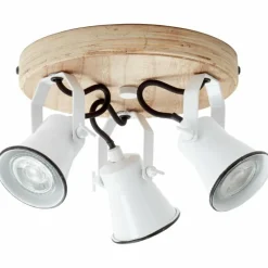 Plafonnier Brilliant Seed Bois clair, Blanc, 3 lumières