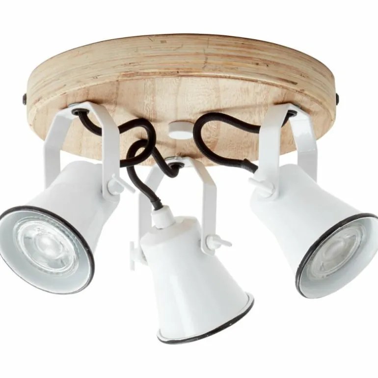 Plafonnier Brilliant Seed Bois clair, Blanc, 3 lumières