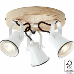 Plafonnier Brilliant Seed Bois clair, Blanc, 3 lumières