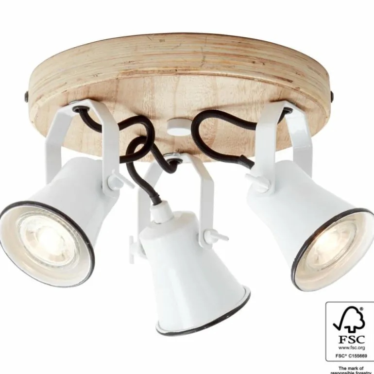 Plafonnier Brilliant Seed Bois clair, Blanc, 3 lumières