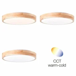 Plafonnier Brilliant Slimline LED Bois clair, Blanc, 1 lumière