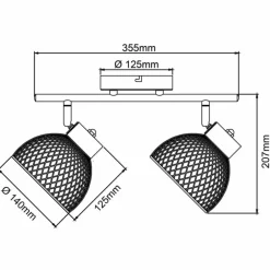 Plafonnier Brilliant Thuy Noir, 2 lumières