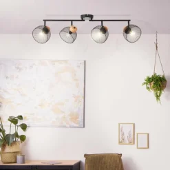 Plafonnier Brilliant Thuy Noir, 4 lumières