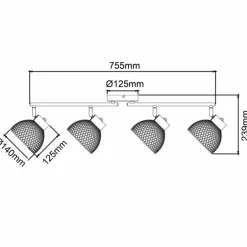 Plafonnier Brilliant Thuy Noir, 4 lumières