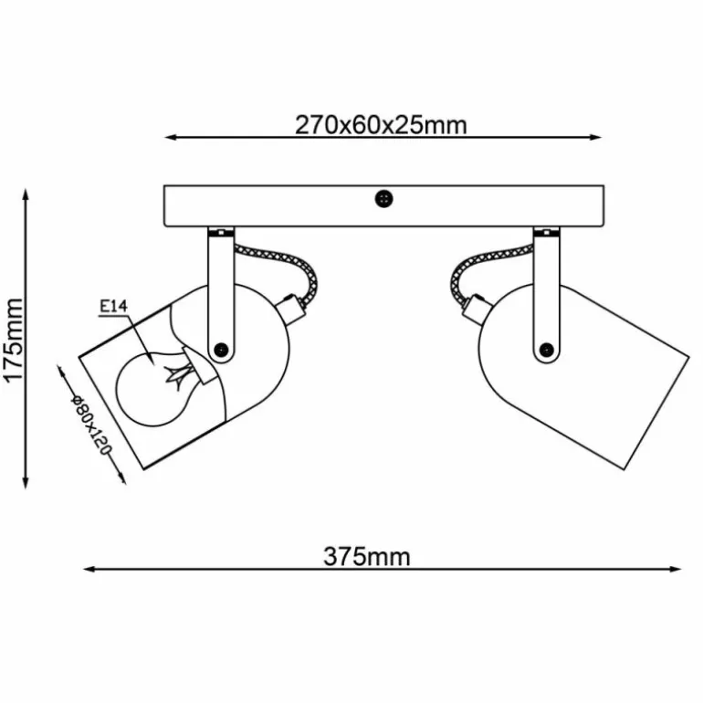 Plafonnier Brilliant Tronte Écru, 2 lumières