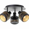 Plafonnier Brilliant Tyas Noir, 3 lumières