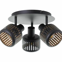 Plafonnier Brilliant Tyas Noir, 3 lumières