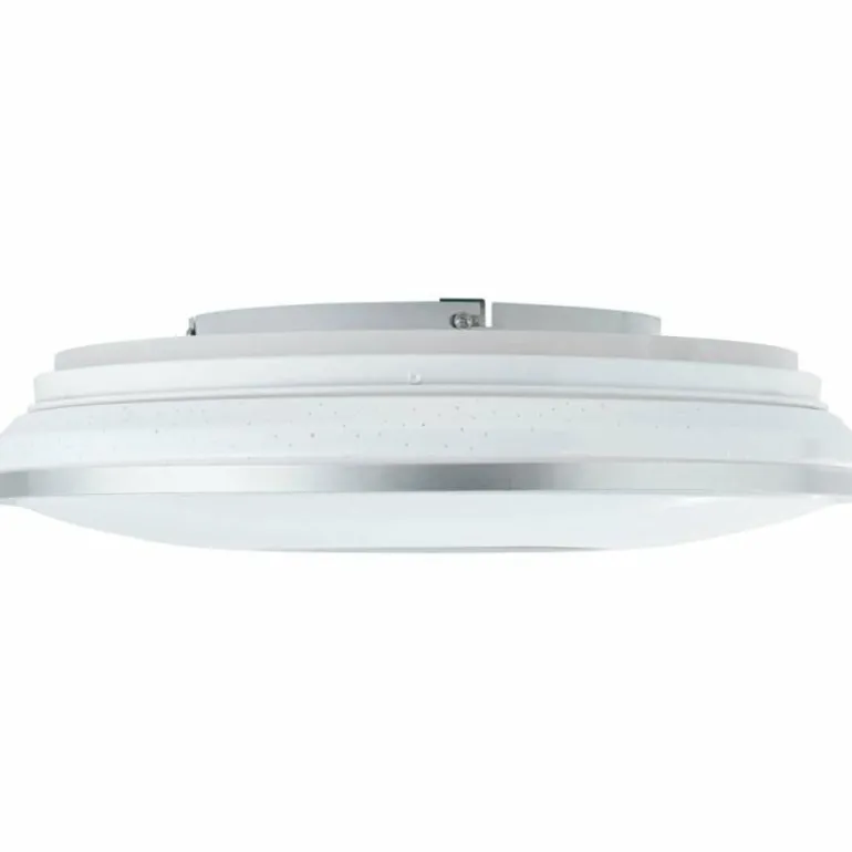 Plafonnier Brilliant Visitation LED Argenté, 1 lumière, Télécommandes, Changeur de couleurs