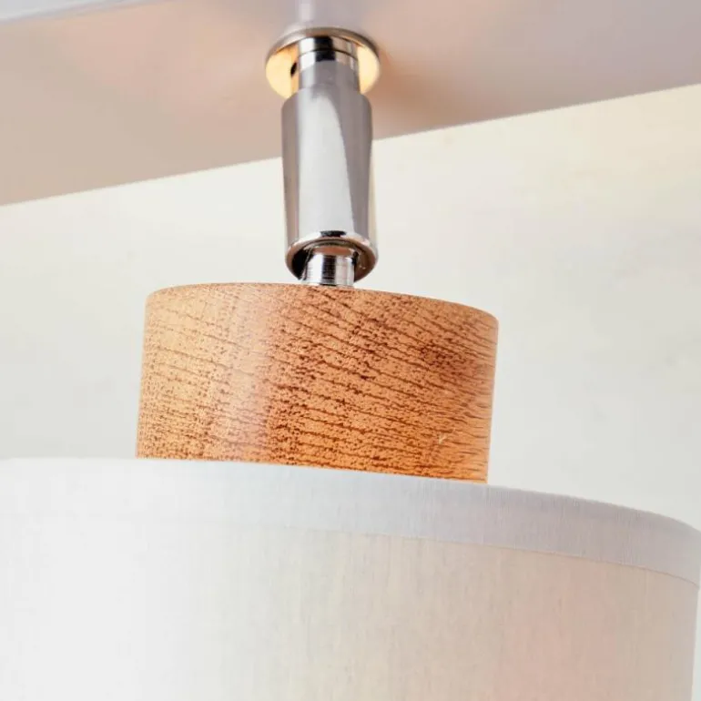 Plafonnier Brilliant Vonnie Gris, Bois clair, 4 lumières