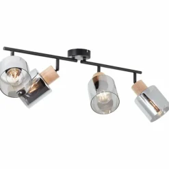 Plafonnier Brilliant Weald Noir, 4 lumières